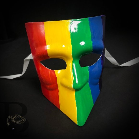 Rainbow Pride Parade Party Mask - Picture 1 of 5
